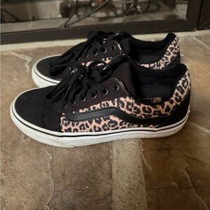 Vans Black and Pink Leopard Print Sneakers